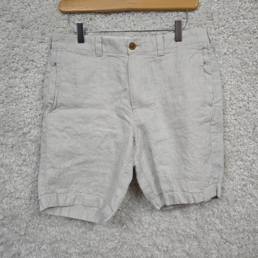 J.Crew Stanton Shorts Mens 31 Beige Baird McNutt Irish Linen Herringbone Classic